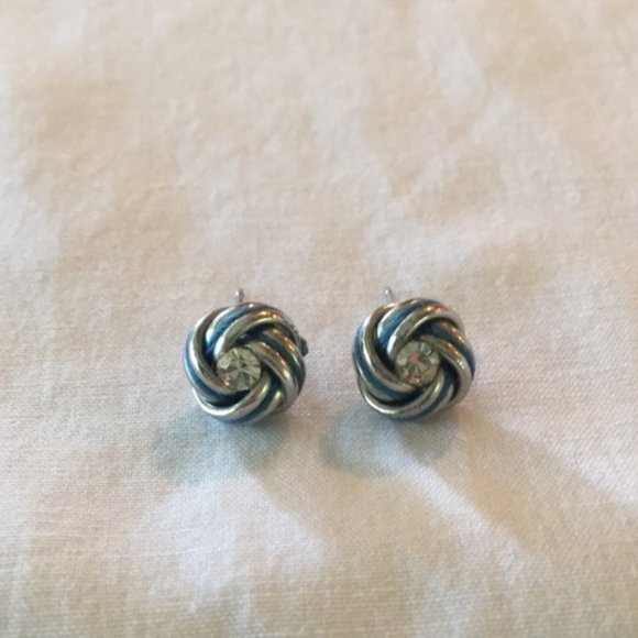 Silver knot with Blue Rhinestone American Eagle Outfitters Earrings NWT - Picture 4 of 5